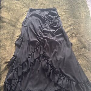 Cider Asymmetrical Black Ruffled Skirt